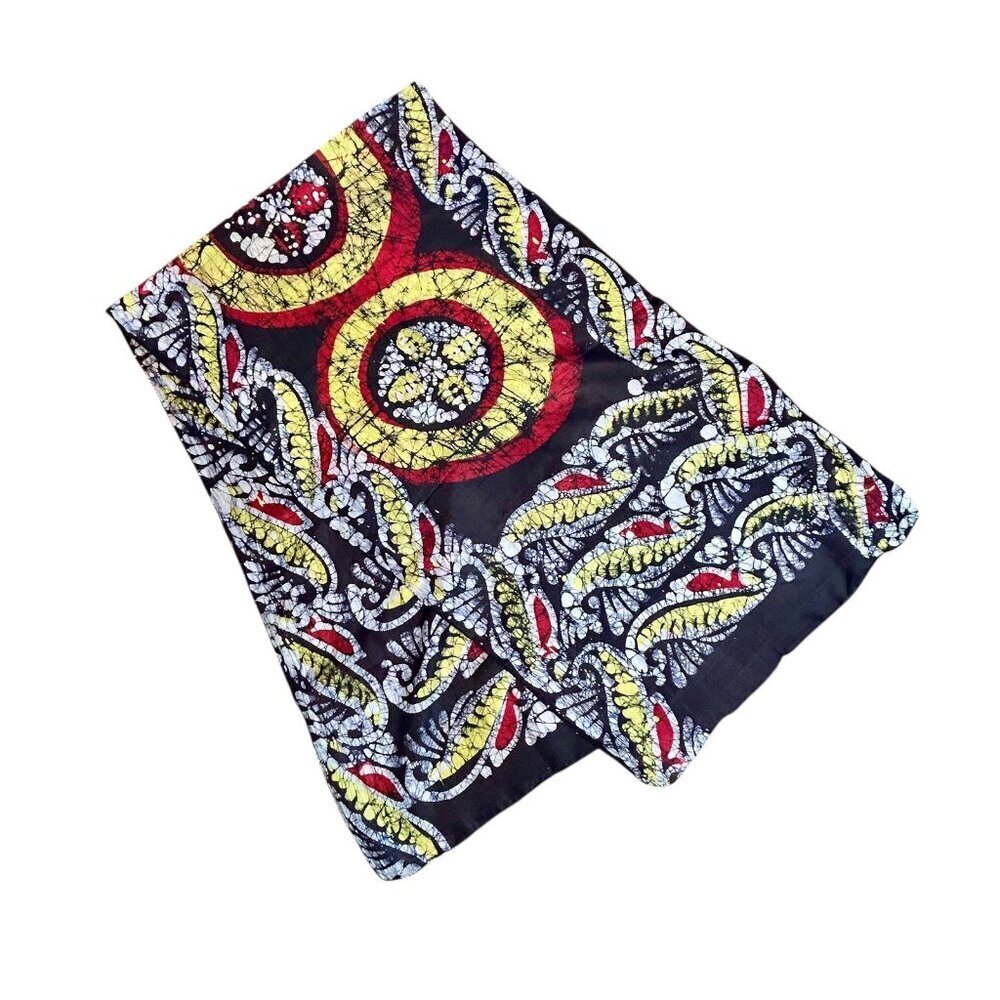 Vintage Colorful 100% Silk Batik Print Rectangular Scarf